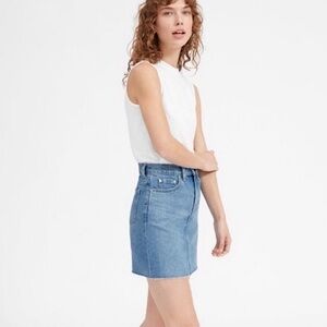 Everlane Denim Mini Skirt, Raw Hem/Medium Wash, 100% Cotton, size 29 waist